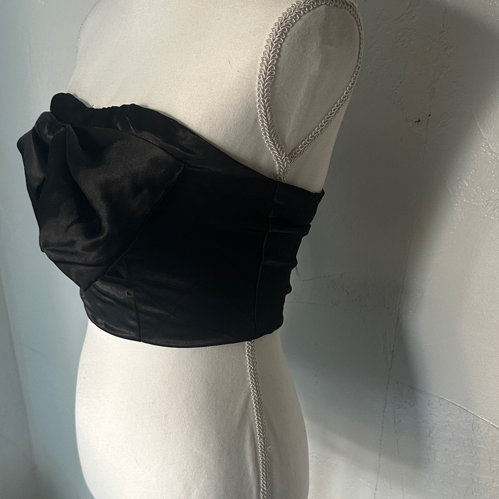 Nasty Gal Black Satin Crop Top - Picture 2 of 14